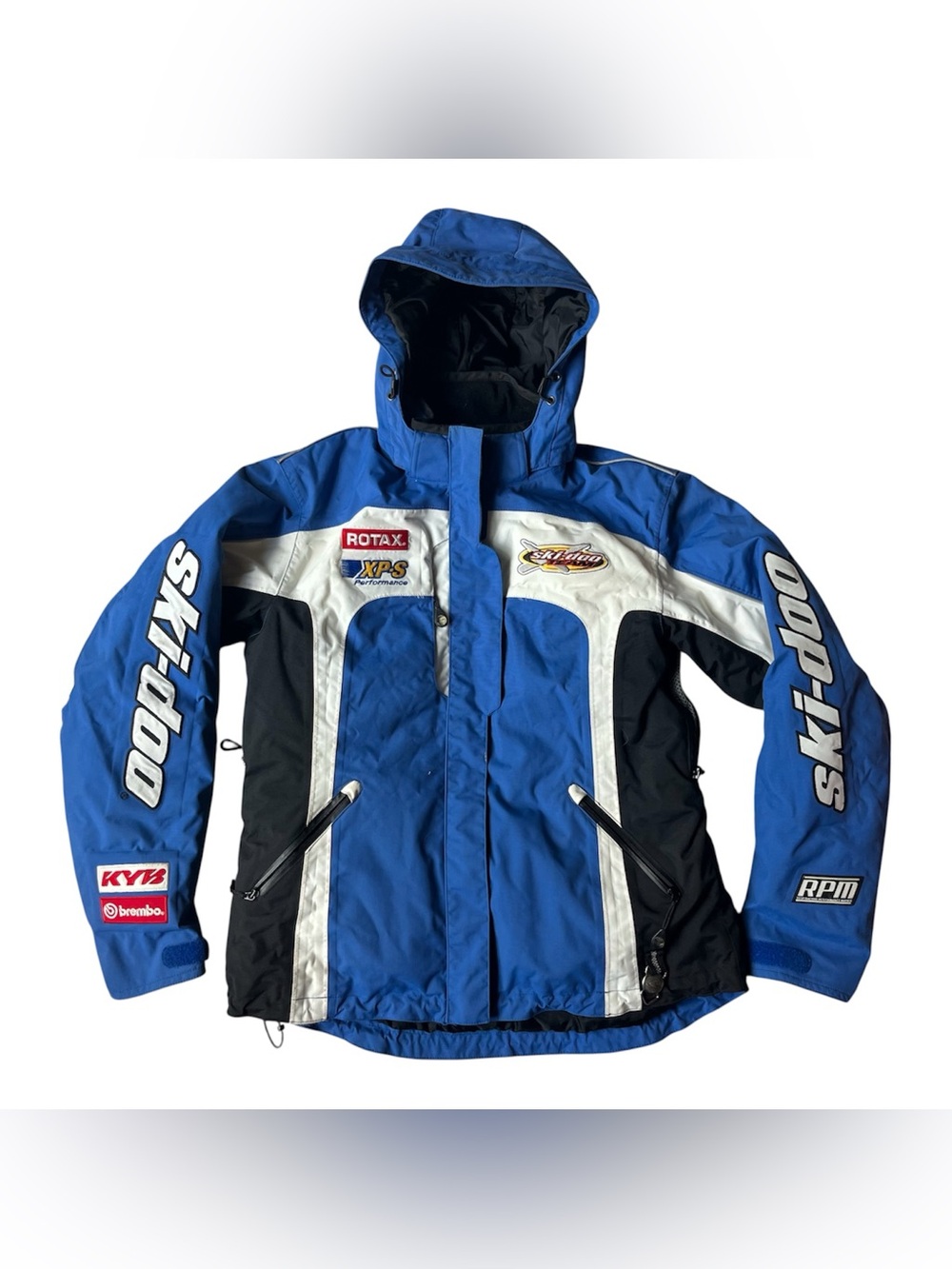 Ski Doo X Team Snowmobile Jacket Brand Logo Patches Blue Black Womens Medium
